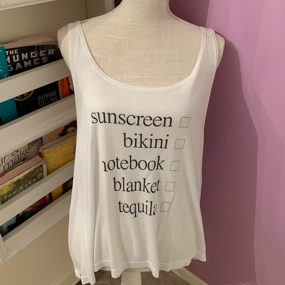 White Wildfox graphic Tank Top | Large